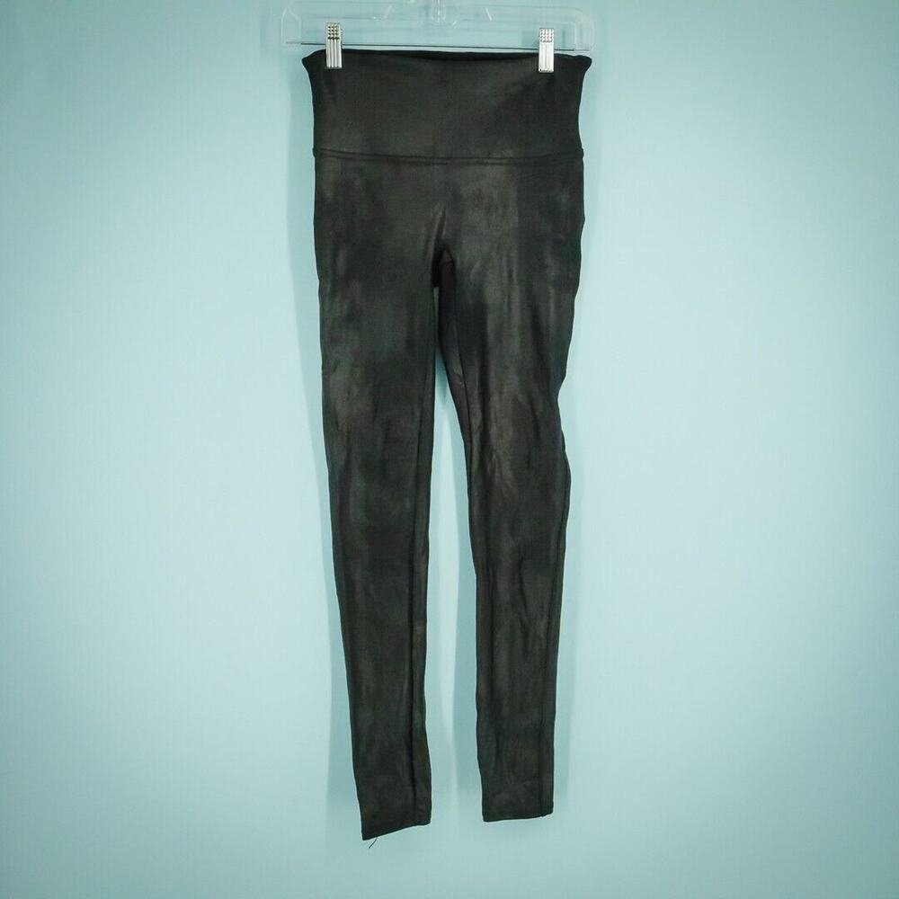 Spanx Size Small S Black Faux Leather Pull On Shaping Slimming Knit Leggings